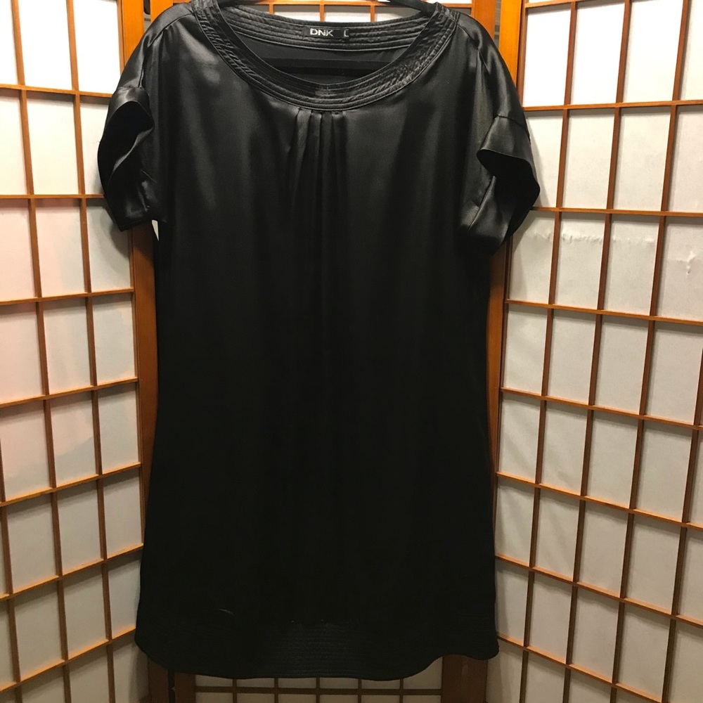 DNK Satin Short Sleeve Pleated Detail Mini Dress